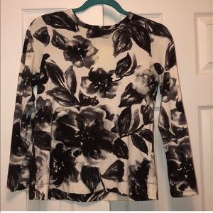 Cream and Black Floral Blouse